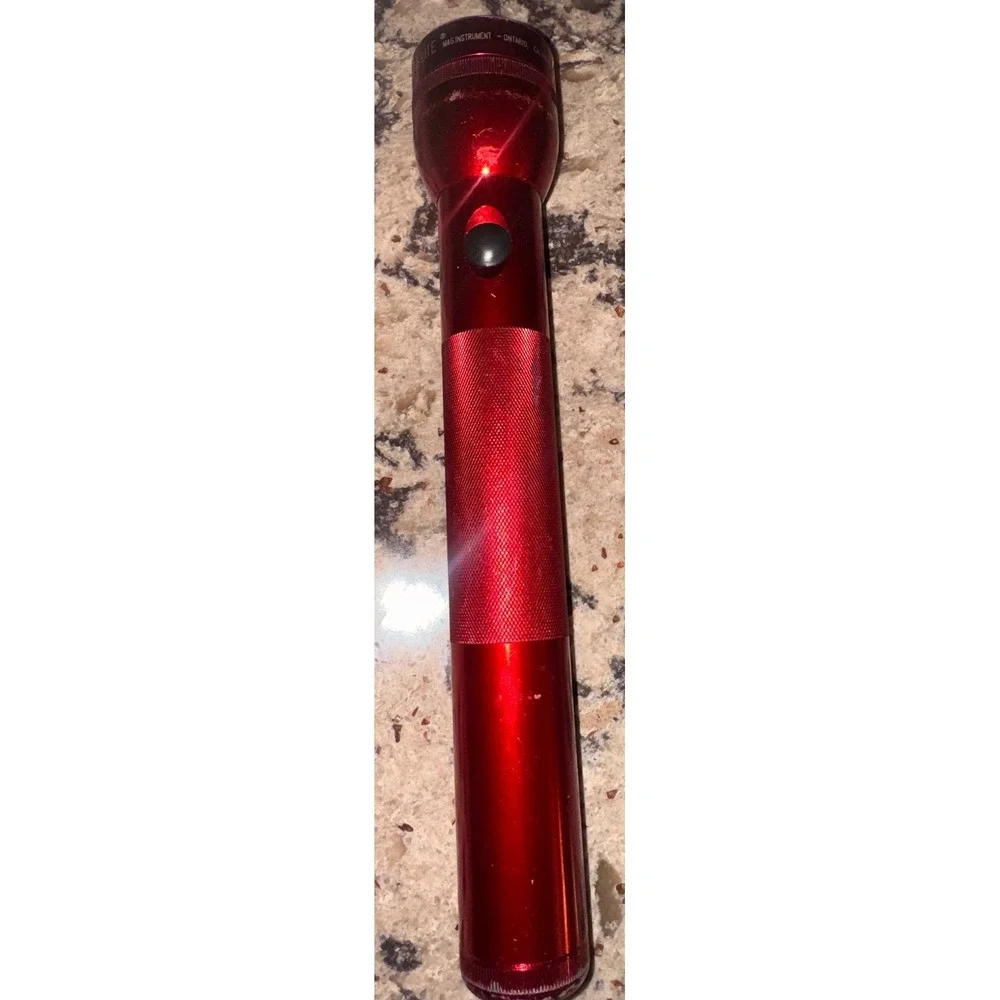 Vintage Maglite D Cell Flashlight Red Anodized Made in USA 12.5 inch WORKS